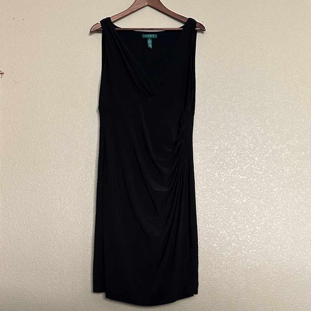 Lauren Ralph Lauren Black Draped Midi Dress